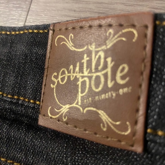 💎 Y2K Southpole Dark Wash Rhinestone Pocket Bootcut Jeans ✨ - Picture 5 of 8